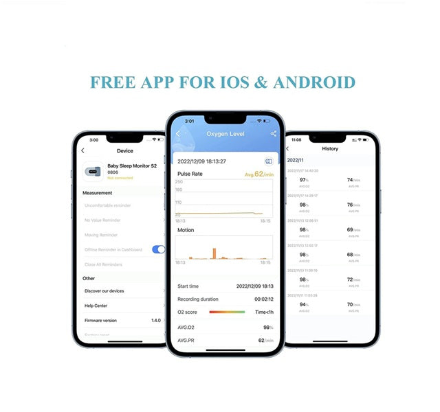 Viatom® Moniteur bébé – Oxymètre de pouls et capteur de mouvement intégré